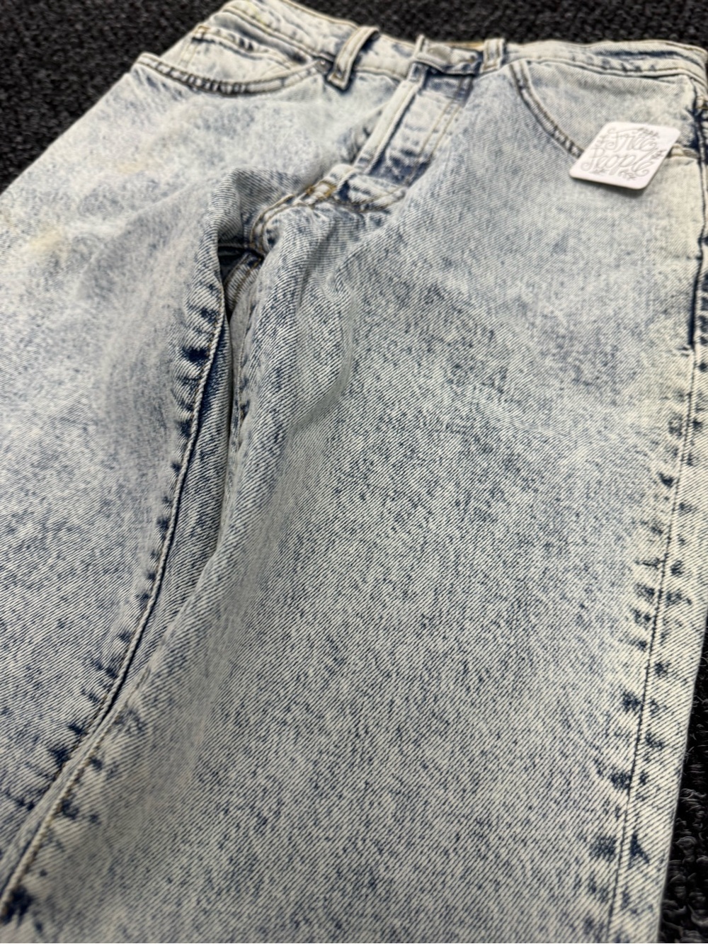Free People We The Free Womens 27 High Rise Straight Leg Raw Hem Acid Wash Jeans - Picture 7 of 13